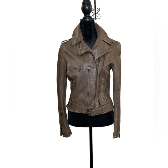 Kenna-T Bomber Jacket, Crinkled Soft lLather, Brown, Size XS - Picture 2 of 9
